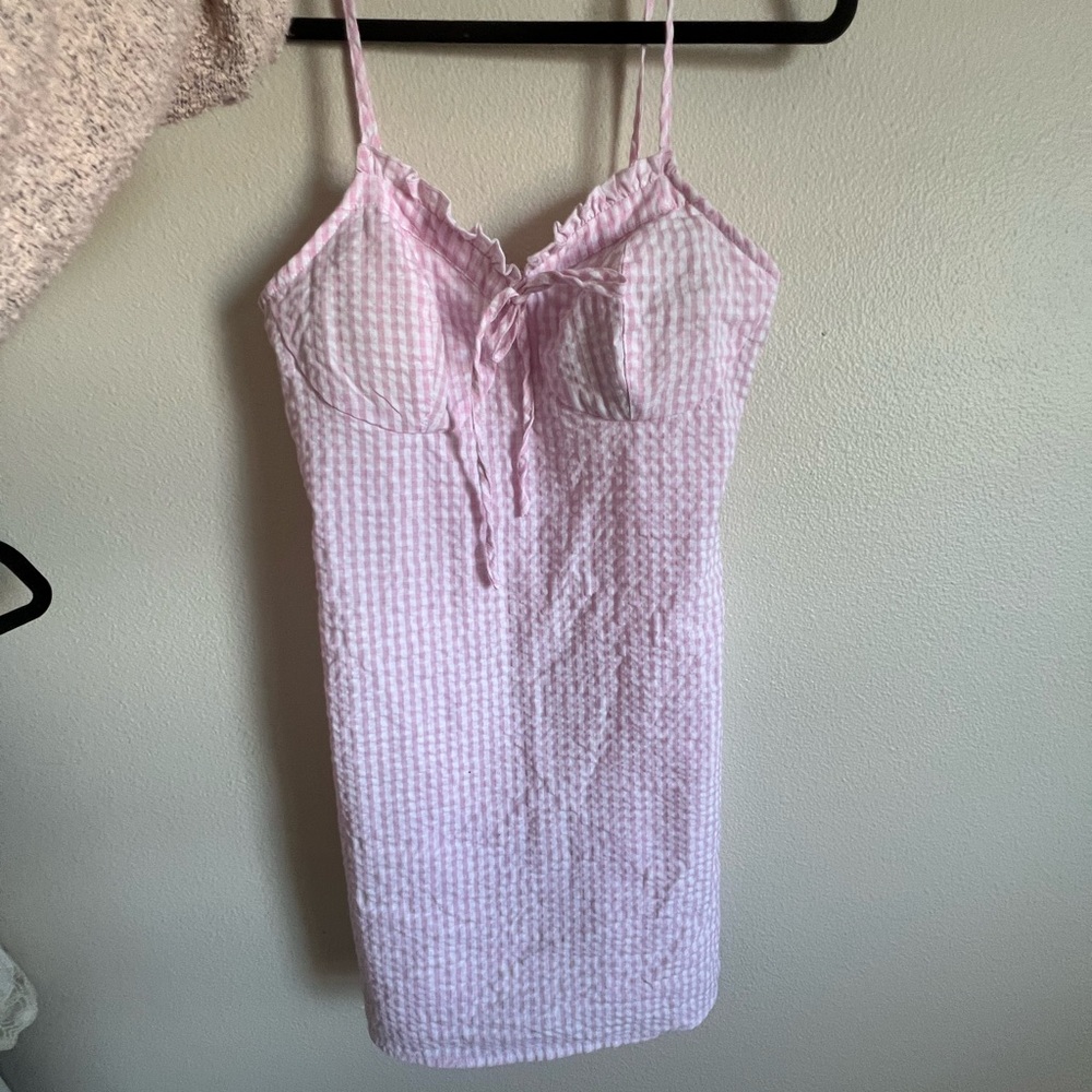Gingham Pink & White Mini Dress